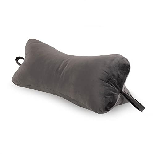 H&F | Kissen Kopfkissen Lesekissen Leseknochen Nackenkissen Nackenrolle Knochenkissen Reisekissen Waschbar, für Bett, Sofa | Farbe: Dunkelgrau Velvet