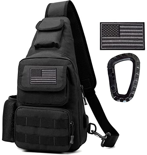 Novemkada Tactical Shoulder Bag - 1000D Molle Military Backpack Outdoor Daypack Chest Pack (Black)