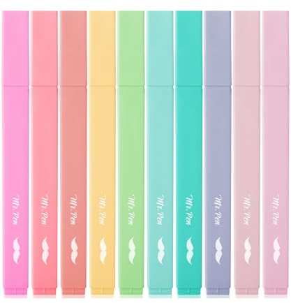 Mr. Pen- Aesthetic Highlighters No Bleed, 10 Pack, Assorted Colors | Chisel Tip, Cute Highlighters Assorted Colors for Journaling, Highlighting, Underlining, Fast Dry, Back to School Supplies