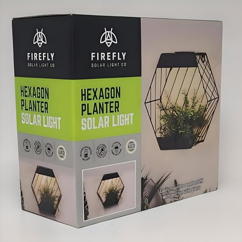 Divas World Firefly Hexagon Solar Light Planter - Wall-Mounted Outdoor Decor, Easy Installation (Plants/Pots Excluded)