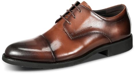 Allthemen Zapatos Traje de Cuero para Hombre Zapatos Oxfords Bajos de Negocios Zapatos de Traje Derby de Encaje Zapatos con Cordones Marrón 45 EU