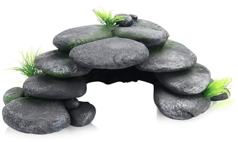 KFETFE Grotta decorativa per acquario, nascondiglio per gamberetti, accessorio per piscina di pesce, decorazione paesaggio (22,5 x 13 x 8 cm)