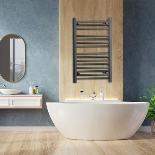 550mm Wide Black Heated Towel Rail Straight Flat Bathroom Warmer Radiator Rack Central Heating Turkish Zone (550mm Wide 800mm Height)