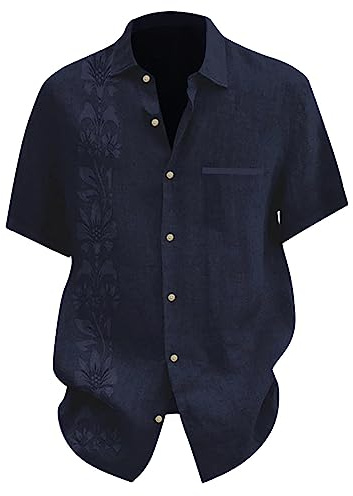 Chemisette Homme Manche Courte- Chemise Ete Chic Couleur Assortie Décontracté Grande Taille Comfortable Simple Légère avec Bouton Et Poche Blouse Tous Les Jours D'extérieur pour Plage Vacances