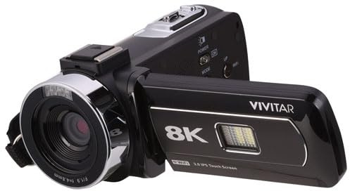Vivitar 4K & 8K Video Camera Camcorder – Ultra HD with Flip Screen, Microphone, Remote, Zoom, for YouTube, Vlogging, Content Creation & Filmmaking (Black) (8K Black)