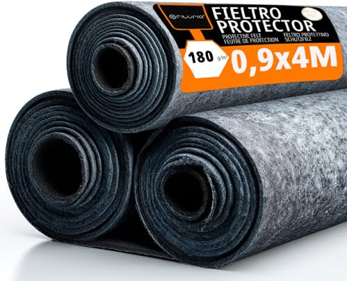 OFITURIA Feltro protettivo per pavimenti 90 cm x 4 m, 180 g/m², confezione da 3 pz, ideale per proteggere i pavimenti durante pittura e lavori (90cmx4m, 3 pz)