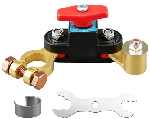 Interruttore Stacca Batteria Auto 12V-24V Regolabile, Staccabatteria in Rame Puro Alta Conduttività, Interruttore Disconnessione Batteria ON/OFF per Auto Camion Barca Camper Protezione Elettrica