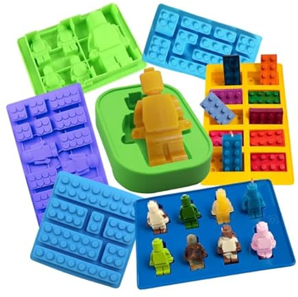 7 Pcs Chocolate Silicone Moulds Building Bricks Candy Ice Cube Tray