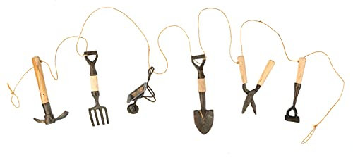 Potty Feet Daisy n Jack Handmade Decorative Garden Tools Potting Shed Gardland Set 2 - Produced From Sustainably Sourced Yam Wood and Recycled Metal