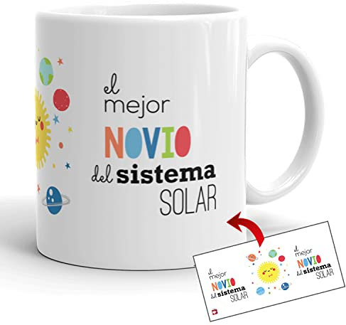 Kembilove Taza el Mejor Novio del Mundo – Taza con Mensaje El Mejor Novio del Sistema Solar – Regalo Hermana Original – Regalos Originales para cuñados – Tazas Originales