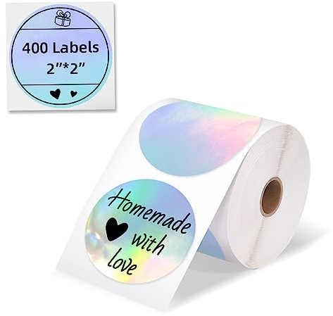 Etiqueta térmica de color láser Phomemo 5,1 cm, etiqueta de papel autoadhesivo, etiqueta térmica directa redonda de la tarjeta de agradecimiento, logotipo,precio, dirección, etiqueta 400, multicolor