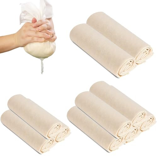 DALAETUS 10 Stück Passiertuch, Waschbar Käsetuch, Wiederverwendbar Mulltuch, Filtertuch für Käseherstellung, Marmelade, Frischkäse, Beeren, Obstsaft und Gemüsesaft