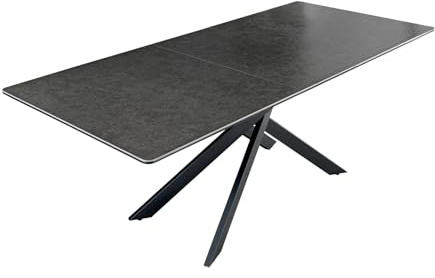 Riess Ambiente Ausziehbarer Esstisch Alpine 160-200cm anthrazit Keramik schwarzes Metallgestell, Küchentisch, Esszimmertisch