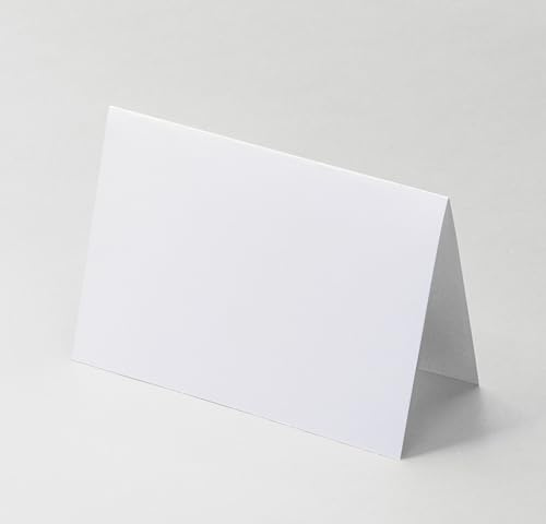 3,5x5Plain White Folding Tent Cards (Set of 50)-7x5Folds to 3,5x5- Simple Blank Card Stock for Writing, Stamping, Drawing - Make Your Own Note, Thank You Cards