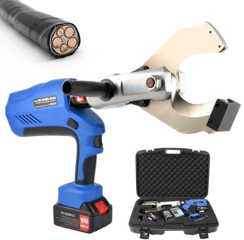 Fablestoryem Coupe-câble hydraulique, Coupe-câble électrique à cliquet 250KN avec Affichage LED/2 Batteries, Outil de Coupe de Fil Φ85MM-120MM pour câbles Al et CU/Al blindés,105MM