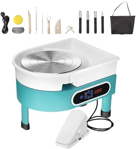 KJLYLPP 350W Electric Potter's Wheel Machine, LCD Touch Screen Clay Wheel with Detachable Basin & Foot Pedal, 25cm Turntable, with Pottery Kits for Adults and Beginners Art Craft