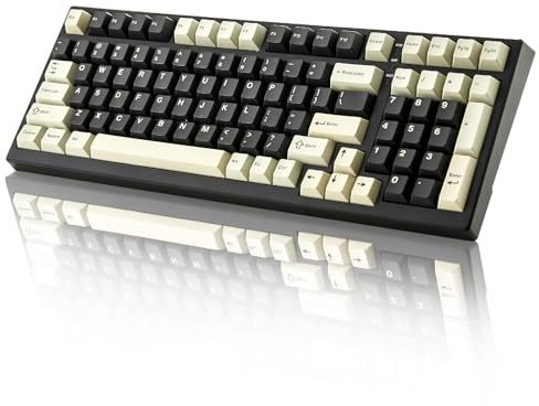 YUNZII YZ98 Cale Clavier Mécanique 99 Touches Enfichable à Chaud BT5.0/2.4G/USB-C Clavier de Jeu sans Fil NKRO 98% Layout avec Rétroéclairage LED RGB (Noir, Cocoa Cream v2 Switch)