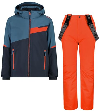 CMP Jungen Skiset Skihose Skijacke Kid Set Jacket and Pant, Farbe:Orange, Größe:116, Artikel:-N950 Blue/orange