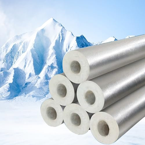 HSPLXYT High-temperature pipe insulation material, self-adhesive fireproof heat-insulating glass wool. Industrial/construction use ID 27mm/1.06”- 219mm/8.62”(ID60MM/TH30MM)