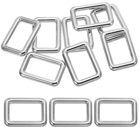 PATIKIL Anillos Rectangulares de Metal Plano 3/4 / 19mm, 8 Piezas Hebilla de Anillo Cuadrado para Correa de Tejido para Hacer Cinturones de Cuero Bolsas DIY Haciendo Plata