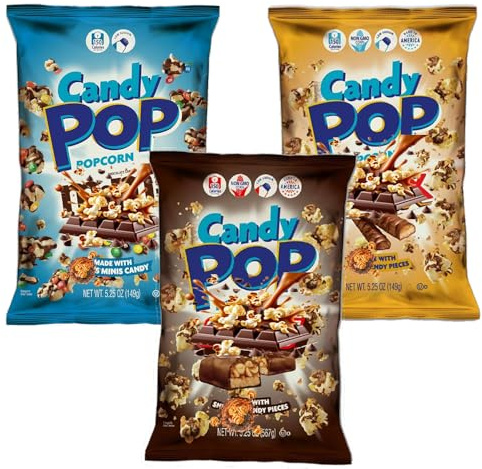 Candy Popcorn Variety Mixed 149g – Sweet & Crunchy Popcorn in a Fun Assortment of Flavours (7 x Random Mixed)
