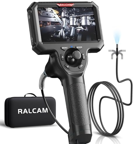Ralcam Endoskopkamera mit Licht, Endoscope Camera mit 360° beweglichem Kopf, 5 HD Display, Inspektionskamera IP67 Wasserdicht, Rohrkamera Halbstarr (6,2mm Sonde/1,5M)