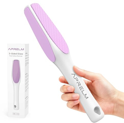 AprElm Professional 3-sided Glass Foot Callus Remover, 3-in-1 (coarse, medium, fine), Foot File, Pedicure Tools for Feet, Hard Skin, Smooth Polishing (Pink)