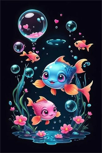 Puzzle 300 Pieces Poissons Dessins Animés, Jeux éducatif Défi Jouets Puzzles Classiques, Parfaitement Emboîtable Lettres au Dos, pour Vous Faciliter Le Travail pour Hommes Femmes Plus âgés 40 x 28 cm