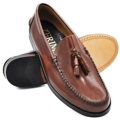 Zerimar Zapatos Castellanos Hombre | Mocasin Borlas Piel Lisa | Zapatos de Vestir Hombre Fabricados en España