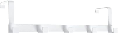 Sylalxeba Porte manteau pour Porte, Fixation Standard, Crochet Porte Suspendu Robuste, Blanc, Barre de Crochets pour Vêtements et Serviettes, Montage sans Outil
