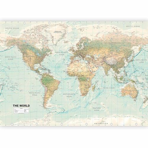 murando Fotomurales 150x105 cm XXL Papel pintado tejido no tejido Decoración de Pared decorativos Murales moderna de Diseno Fotográfico Mapamundi Mapa del mundo mundo k-a-0091-a-d