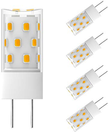 TAIYALOO GY6.35 LED Bulb 5W Equivalent to 50W Bi-pin Base Halogen Bulb, AC/DC 12V Warm White 3000K for Pendant Light, Chandelier, Desk Light, Accent Lights, Landscape Lighting, Non-Dimmable (4 Pack)