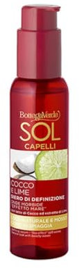 Bottega Verde - Siero Definizione SOL Capelli, 100 ml, con Latte di Cocco ed Estratto di Lime, Effetto Mare per Onde Morbide e Naturali, Formula Leggera con Effetto Memoria, Fragranza Esotica