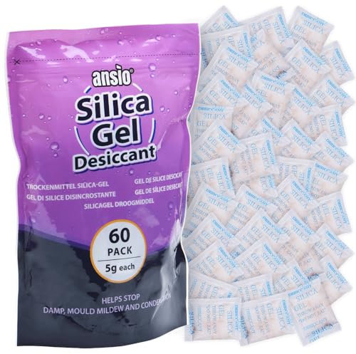 ANSIO 5 gram Silica Gel Desiccant Sachets Moisture Absorbers - Pack of 60