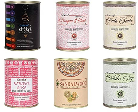 Coni di Incenso Assortiti a Riflusso | 24 coni per confezione | 144 coni totali | Fragranze Assortite