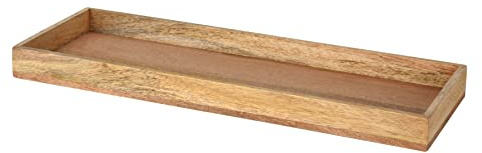 Bandeja de madera de mango, rectangular de 50 x 18 cm, bandeja decorativa de madera con borde, bandeja de madera maciza, bandeja de servir para velas, guirnalda de Adviento, Navidad