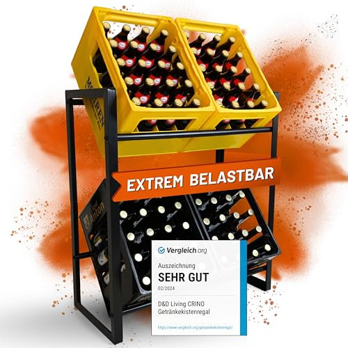 D&D Living® CRINO Getränkekistenregal 4 Kisten | Das Original Getränkeregal | maximale Stabilität und Leichter Aufbau | entwickelt in Österreich