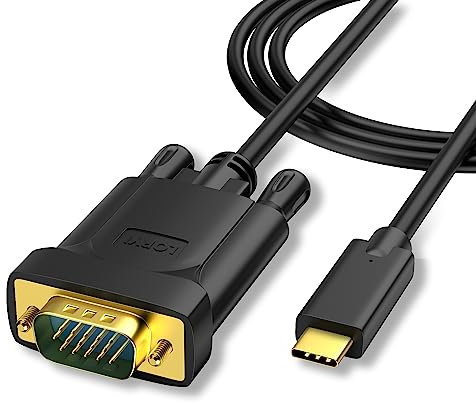 Loryi USB C auf VGA Kabel, 1,8 m, USB C Typ C auf VGA Kabel [Thunderbolt 3 kompatibel] für MacBook Pro 2019/2018/2017, Galaxy S10/S9/S8, Dell XPS 13/15, Pixelbook, Surface Book 2 und mehr