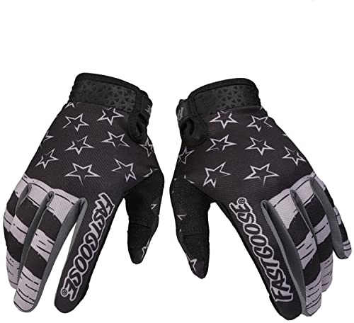 EXCEREY Star Motorcycle Bicycle Full Finger Off-Road Racing Gloves Outdoor Sports for Men Women & Mountaineering (Black, Size M)
