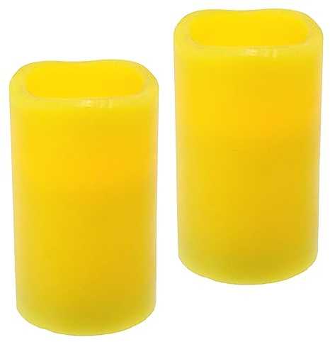 Flair Flower LED-ljus, äkta vax, set om 2, gult ljus, LED-ljus, flimrande, varmvit, stämningsljus, dekoration, stubbljus, stora adventsljus, adventskrans, romantisk, alla hjärtans dag