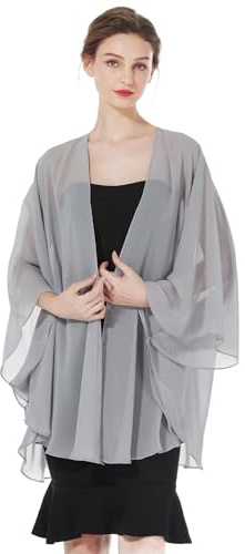 BEAUTELICATE Chiffon Kimono Cardigans Women Oversized Bolero Shrug Sheer Cover Up With Arm Holes For Summer Wedding Evening Bridal Bridesmaids Mother of The Bride