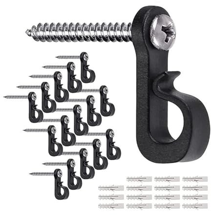 Crochets à vis,20 PCS Crochet de Suspension Extérieur Crochet Guirlande Lumineuse Polyvalent Crochets à Vis avec Boucle de Sécurité pour Guirlande Lumineuse Extérieure