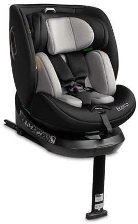CARETERO - Reboarder 360 Drehbar mit Isofix - 4in1 Babyschale und Kindersitz Auto Gruppe 0-3, für Kinder 40-150 cm, mit Station, verstellbare Rückenlehne, Stützfuß - Bosco Schwarz