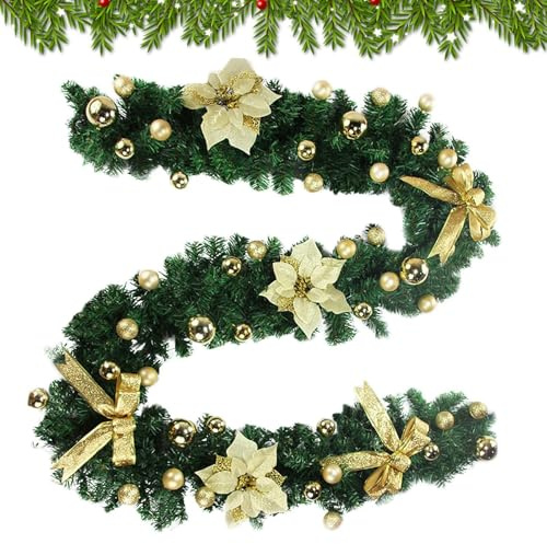 YRYRYW Julgirland för mantel, inomhusprydnader, julgirland rottingkrans inomhus utomhusgirland för dörrbord Mittdekor Household faucets