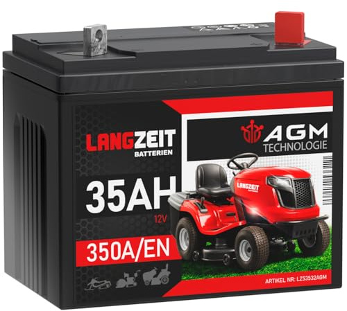 LANGZEIT Batteria per trattorino rasaerba 12V 35Ah 350A/EN AGM U1R batteria tagliaerba sostituisce 30Ah 28Ah 26Ah 24Ah 32Ah polo positivo a destra