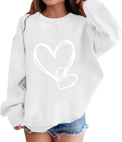 Jersey para niña 140 simple - sudadera para niñas y niños, sudadera oversize manga larga, suéter navideño con estampado de corazones, chaqueta de punto moderna, bonita chaqueta de entretiempo