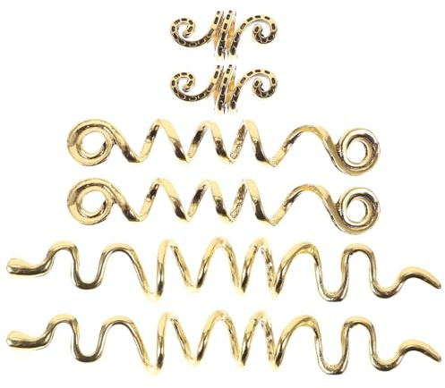 6 Pièces Accessoires Dreadlocks en Alliage, Spirales Capillaires | Bijoux pour Tresses, Couleur Or, Maintien des Cheveux, Lot pour Coiffures Tressées