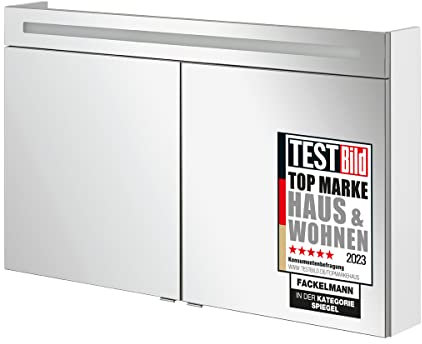 FACKELMANN LED Spiegelschrank B.Clever 120 cm Weiss Weiss Bad Programm: B.Clever