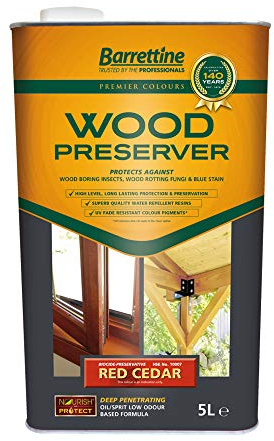 4 x 5L Wood Preserver Red Barrettine PREMIER Wood Preserver stain treatment protection exterior
