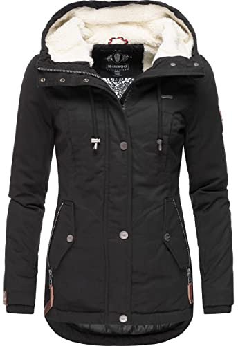 MARIKOO - Giacca invernale calda da donna con cappuccio morbido Bikoo, taglie XS-5XL, Nero , L